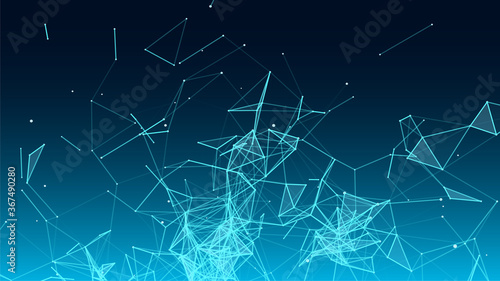 Network connection structure on dark background. Abstract vector technology background with dots and lines. © ihor