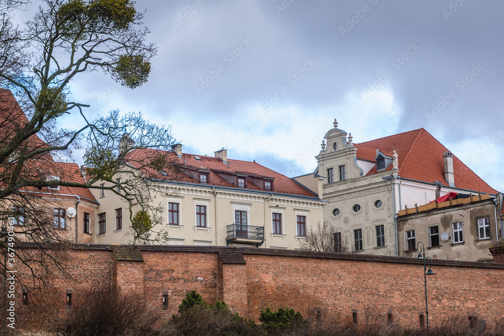Walls around historic part of Torun city in north central Poland