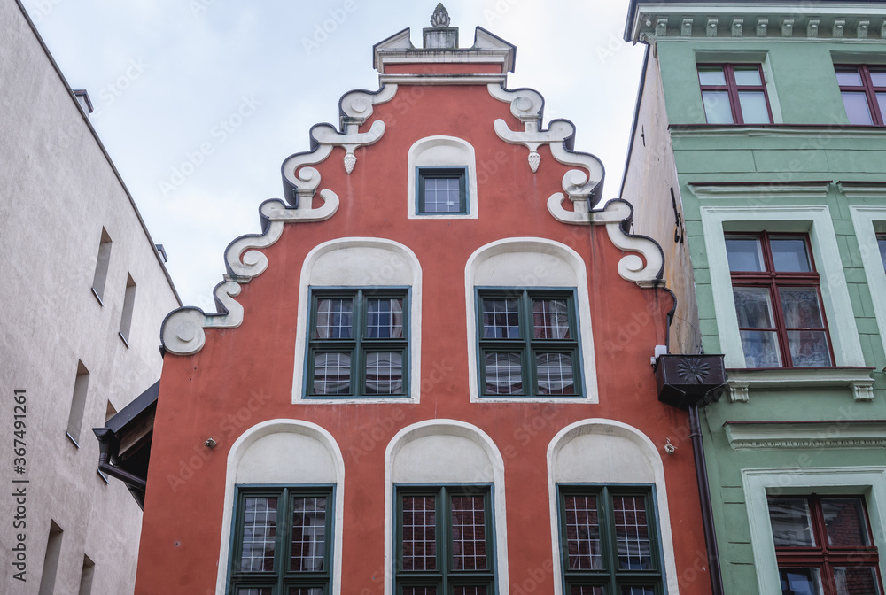 Townhouse in Old Town of Torun historical city in north central Poland