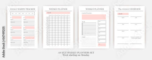 Planner sheet vector. Printable vertical notebook page