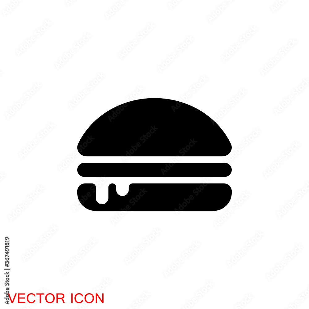 Burger icon, flat design Hamburger web icon. vector illustration Burger icon, flat design Hamburger web icon. vector illustration