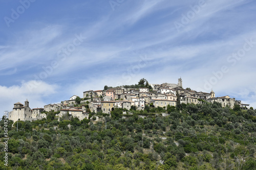 Panoramic view of Fontana Liri, an old town in the mountains in the province of Frosinone.