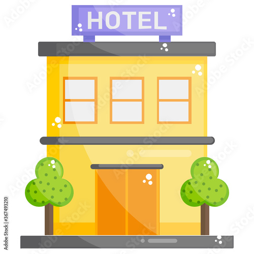 
A building of hotel in modern flat style 
