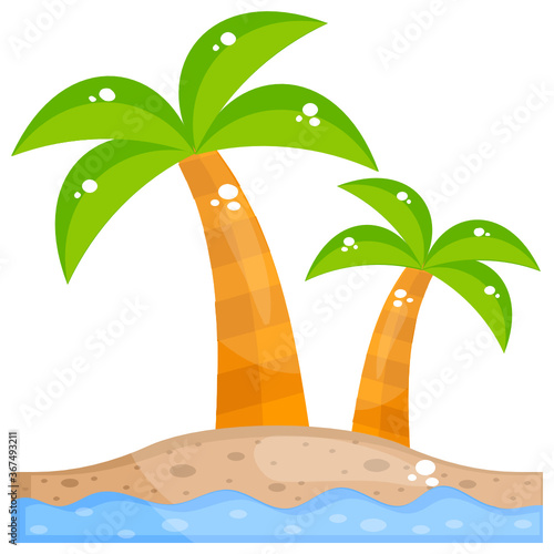 
A tropical area with palm tree and rest place  showing an idea of beach or island 
