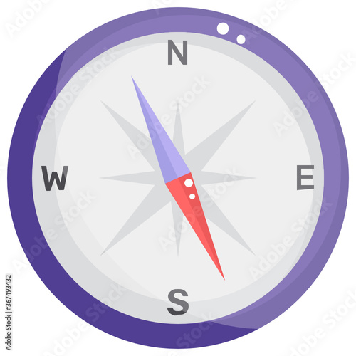 
A navigational device with needle pointing on different poles depicting compass rose 
