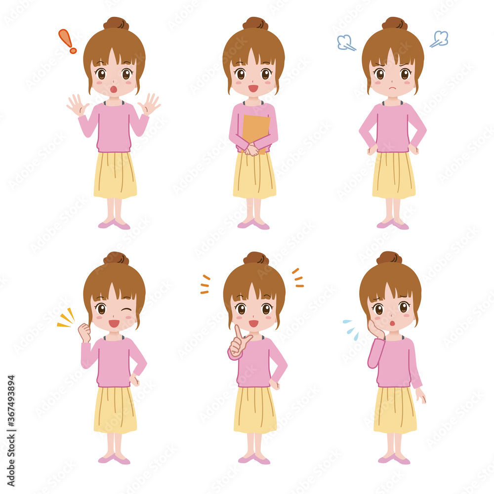 Illustrations of women in various poses Illustrations of women in various poses