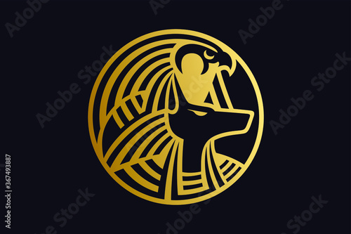 Egypt Gods Ra and Anubis Logo Design