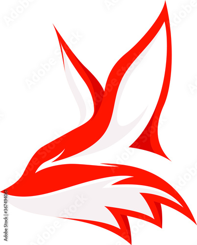 Fennec Fox Head with Flying Phoenix Negative Space Vector Design
