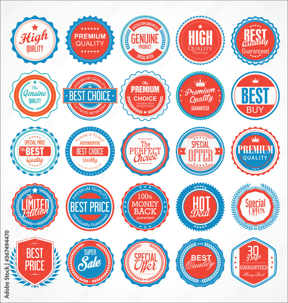 Obraz premium Retro vintage sale badges and labels collection
