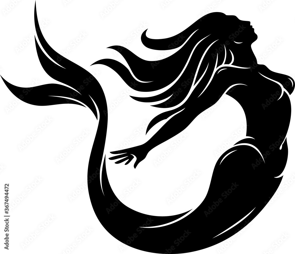 Silhouette of Beautiful Mermaid Vector Design Silhouette of Beautiful Mermaid Vector Design