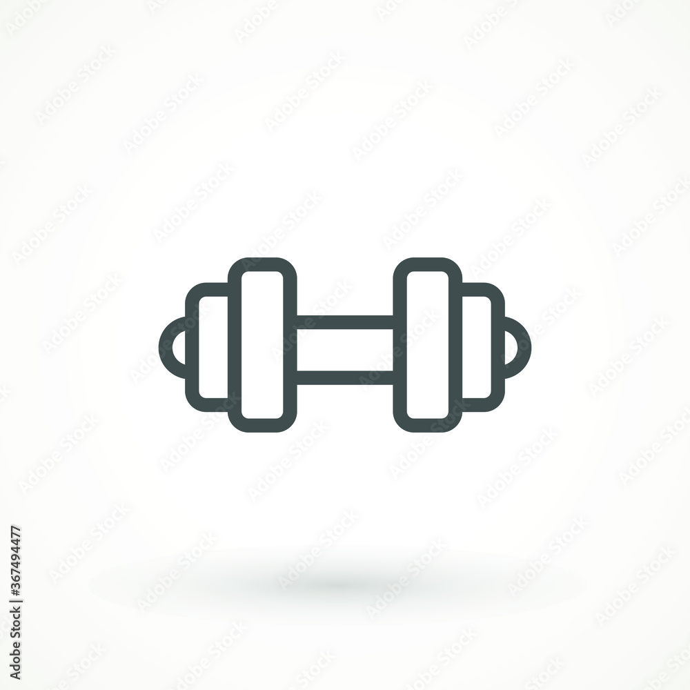 Dumbbell for gym icon , black sign design Barbell icon template color editable. fitness symbol vector sign isolated on white background. Dumbbell for gym icon , black sign design Barbell icon template color editable. fitness symbol vector sign isolated on white background.