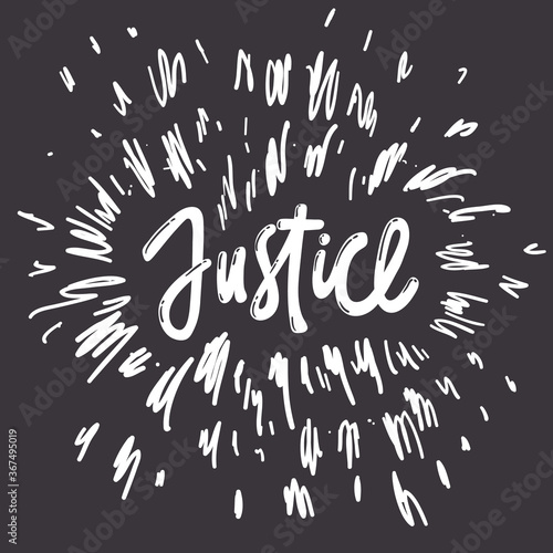 Justice. BLM. Black lives matter 2020 sticker. Social media content post banner anti racism. 