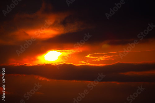 Fototapeta Naklejka Na Ścianę i Meble -  Dramatic Sky with Sunbeam . Spectacular Twilight Heaven
