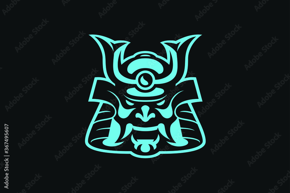 Head of Aggressive Samurai Warrior Vector Head of Aggressive Samurai Warrior Vector