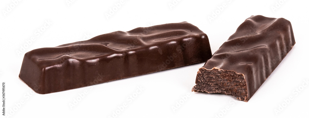 Naklejka premium Chocolate bars. Isolated white background. Clipping path.