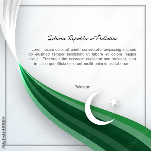 Islamic Republic of Pakistan flag theme Card with waveform ribbon color of the national flag of Pakistan For business card banner on holiday flag theme National pakistani patriotic background Vector