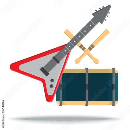 electronic guitar and drum set