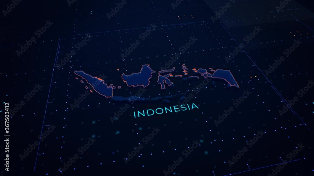 3d render of Indonesia map. Camera flying through digital space. 3d render of Indonesia map. Camera flying through digital space.