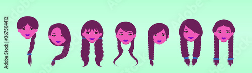 Foto Set of different types of female hair styles