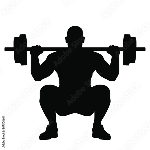 weight lifting man silhouette vector isolated on white background