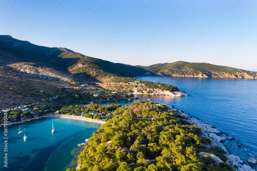 Fototapeta premium Thassos,a beautiful Greek island seen from a drone