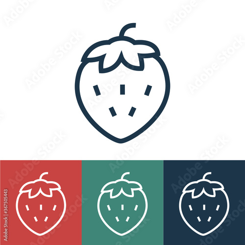 Linear vector icon with strawberry