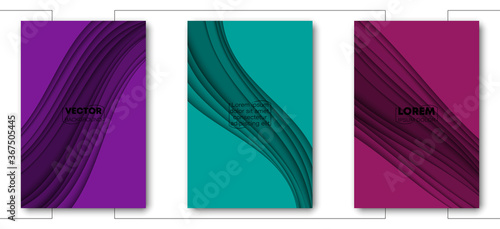 Minimal covers paper cut design. Cool halftone gradients. Future wave template banner. vector EPS10