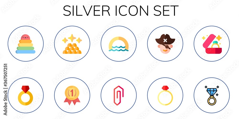 Modern Simple Set of silver Vector flat Icons