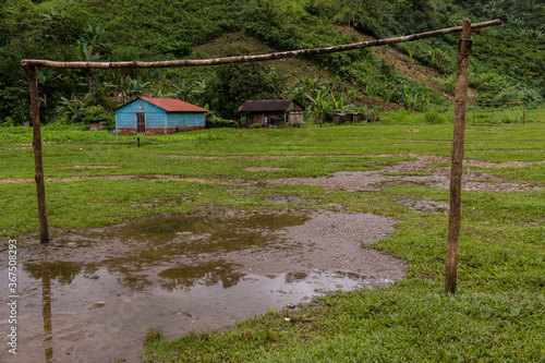 campo de futbol en la aldea de Panaman,  cerca de La Parroquia (Lancetillo),El Quiche, Sierra de los Cuchumatanes,Guatemala, Central America photo