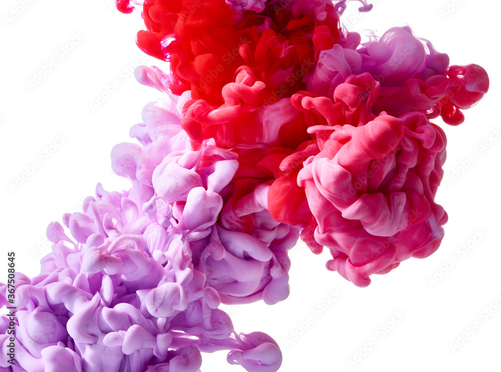 Color paint in water isolated on white background Color paint in water isolated on white background