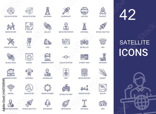 satellite icons set