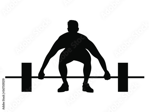 Power lifting man silhouette vector isolated on white background.