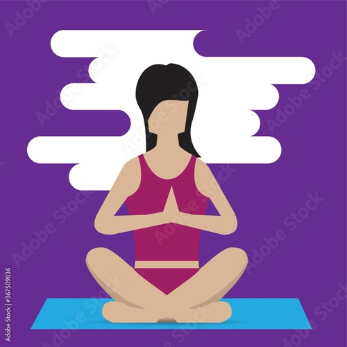 girl practising yoga in easy pose