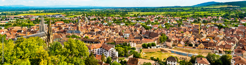 View of Obernai, a historic town in Bas-Rhin, France - obrazy, fototapety, plakaty 