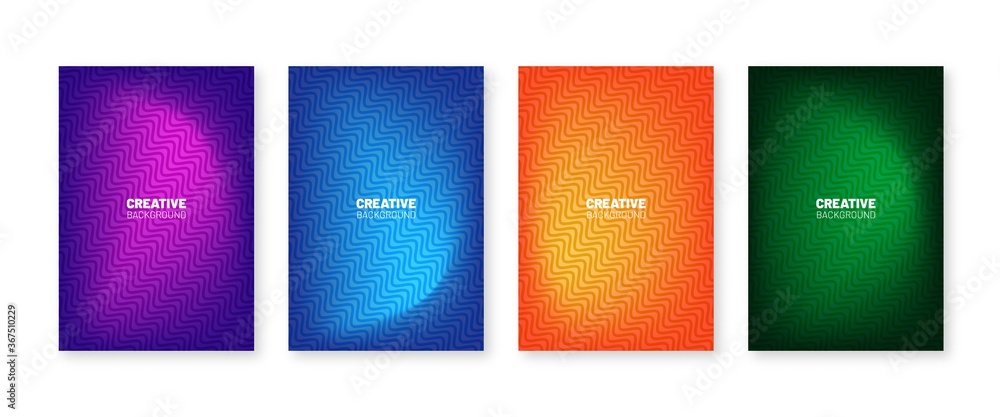 Minimal covers collection. Colorful halftone gradients. Future geometric patterns design.