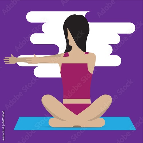 girl practising yoga in easy pose variation