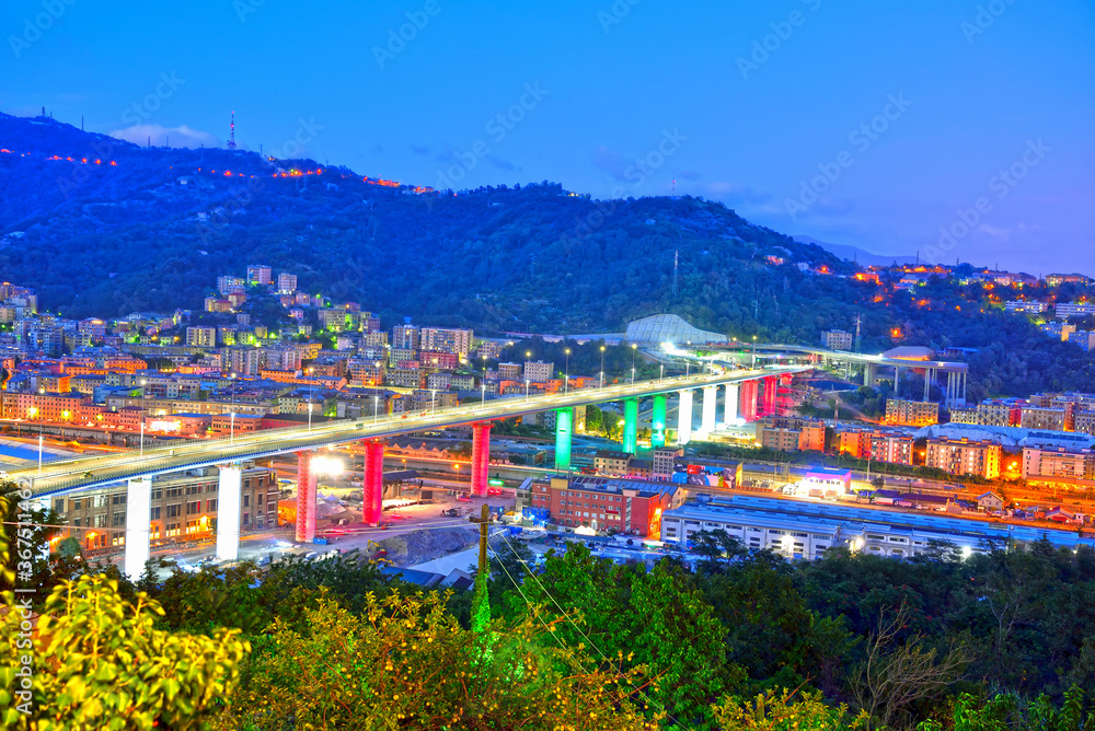 inauguration of the new highway bridge in genoa on 3 august 2020 will be called san giorgio - obrazy, fototapety, plakaty 