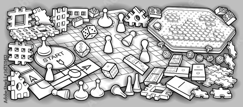 Cartoon cute doodles kids toys and board games