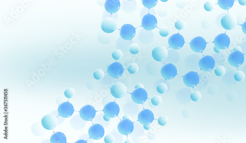 Molecular 3d vector structure molecule or atom. Scientific vector illustration for Science or Medical background. Molecular innovation model. Abstract biotechnological background chemistry research.