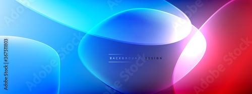 Vector abstract background - liquid bubble shapes on fluid gradient with shadows and light effects. Shiny design template for text © antishock
