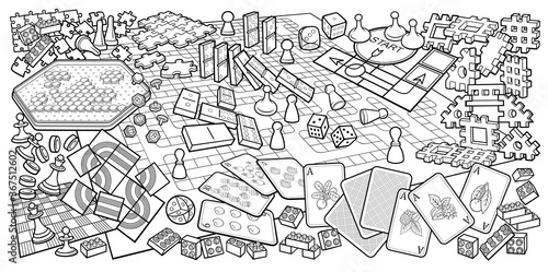 Cartoon cute doodles kids toys and board games