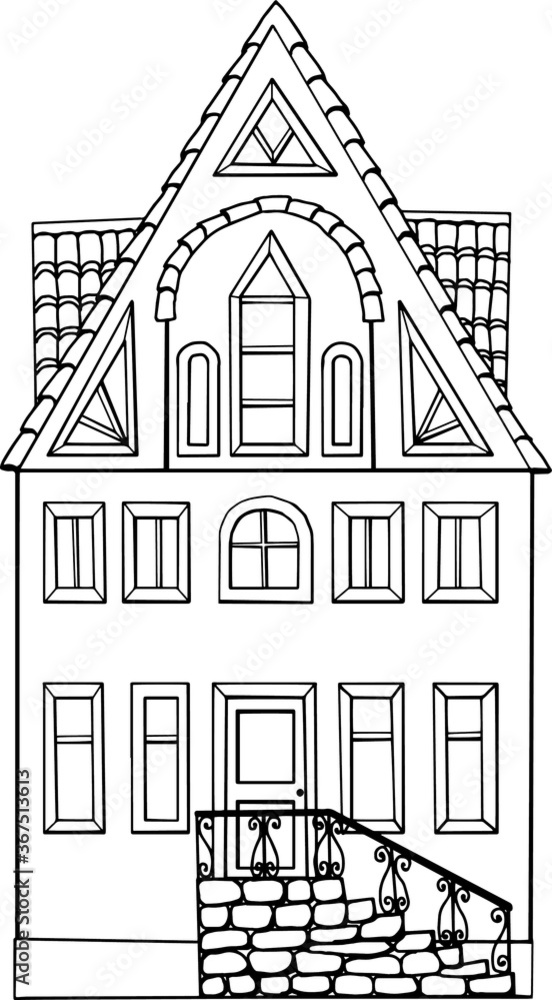 Fototapeta premium vector illustration of a little black white house