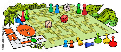 Cartoon cute doodles kids toys and board games