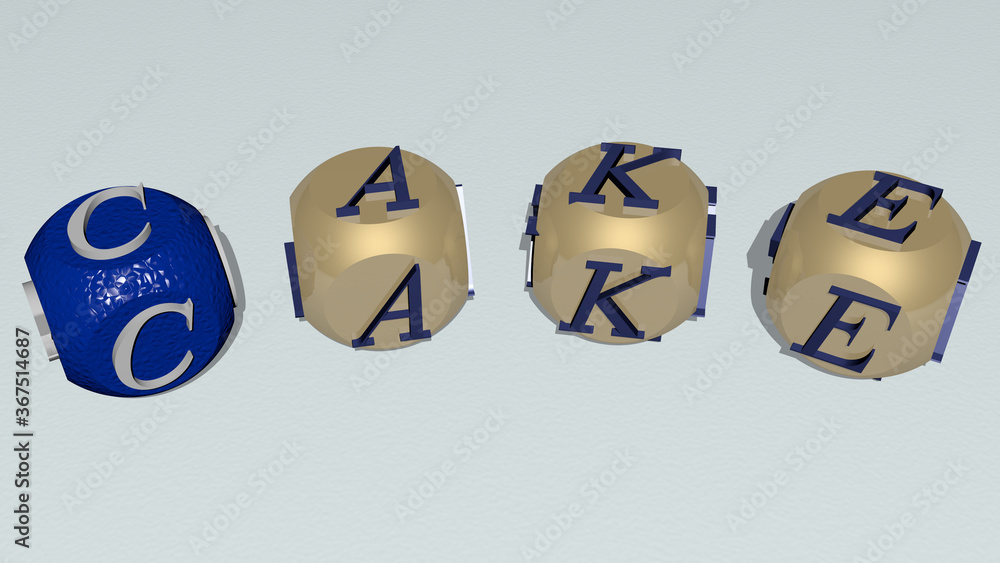combination of cake built by cubic letters from the top perspective, excellent for the concept presentation. background and illustration combination of cake built by cubic letters from the top perspective, excellent for the concept presentation. background and illustration