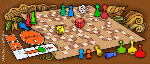 Cartoon cute doodles kids toys and board games
