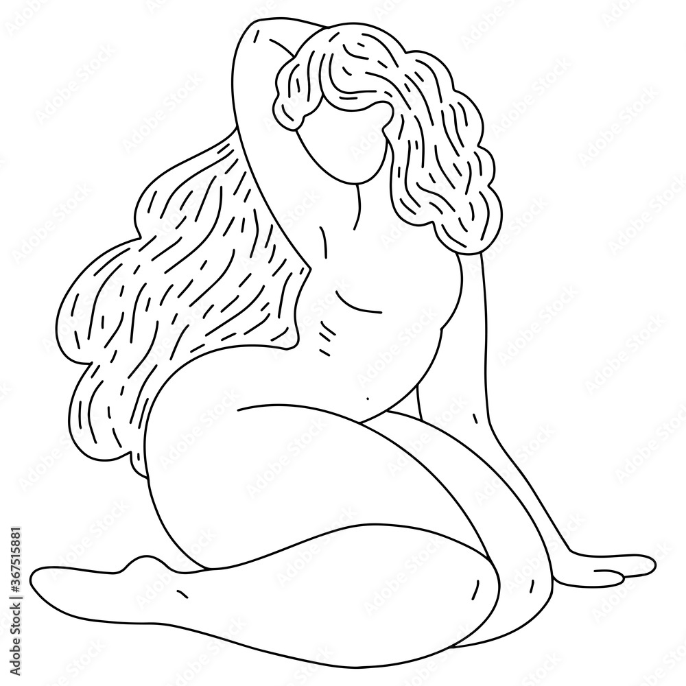 Plakat Woman body. Vector line illustration of a female. Vector woman for creating fashion prints, postcard, wedding invitations, banners, arrangement illustrations, books, covers.