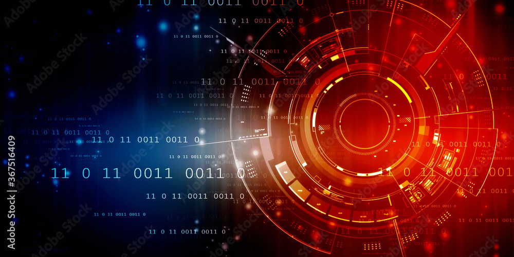 Obraz premium 2d illustration Abstract futuristic electronic circuit technology background