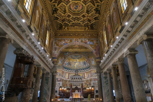 Santa Maria in Trastevere Church Interior  Rome  Lazio  Italy
