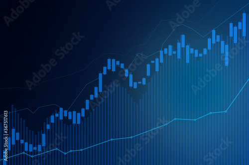 Business candle stick graph chart of stock market investment trading. Bullish point trend. Abstract financial chart with uptrend line candlestick graph in share market
