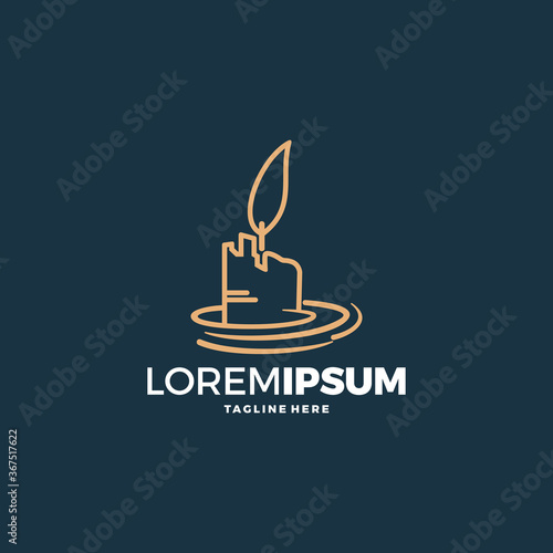 Candle Light Flame Logo Design Vector Illustration